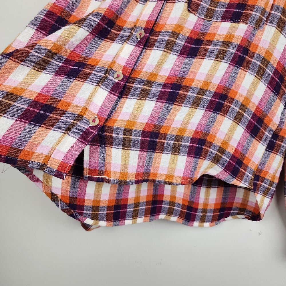 Anthropologie Pilcro Breezy Button Front Plaid Ruffle Blouse Top Shirt - Picture 15 of 16